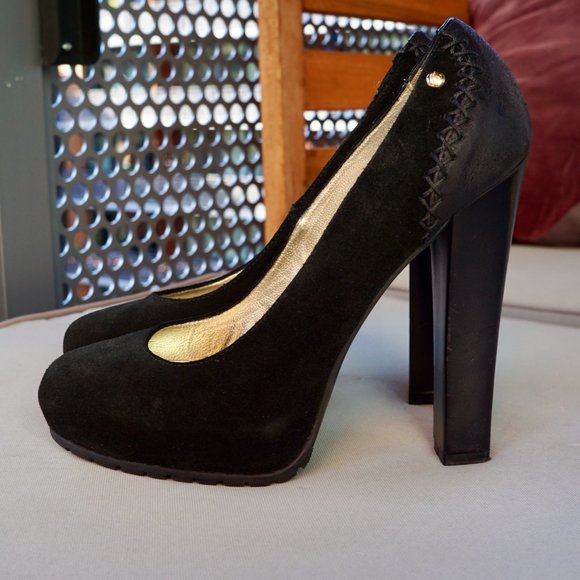 Just Cavalli Shoes - Just Cavalli Black Suede and Leather Pumps Size EU39/US8.5